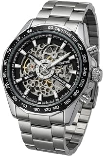 Helstine Watches for Men Automatic Watch Mechanical Wrist Watches Skeleton Analog Stainless Steel Business 30 Meter Waterproof Luminous Men Watch 2026