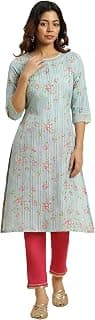 W for Woman Women's Cotton Relaxed Fit Casual Floral Printed Light Festive Kurta