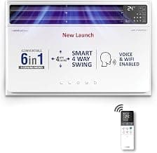 Lloyd 1.5 Ton 5 Star Inverter Window AC (Copper, Convertible 6-in-1 cooling, 4 Way Air Swing, Clean Air Filter,GLW18V5FWTBR, White)