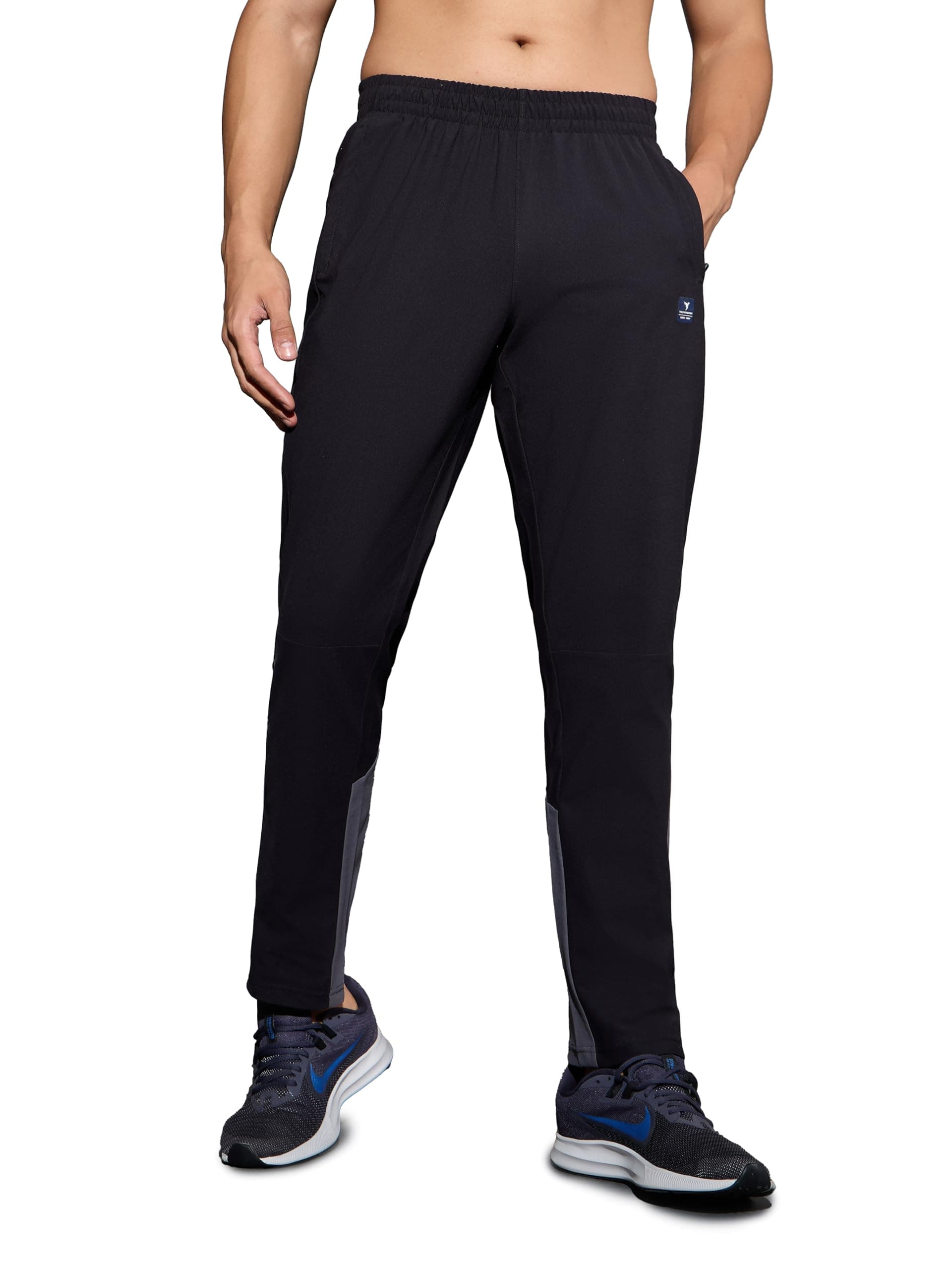 TECHNOSPORT Men's Solid Trackpants DURACOOL+ Quick Dry Straight Fit Mid Rise Drawstring Polyester for Gym Training Outdoor Wear Anti Odour