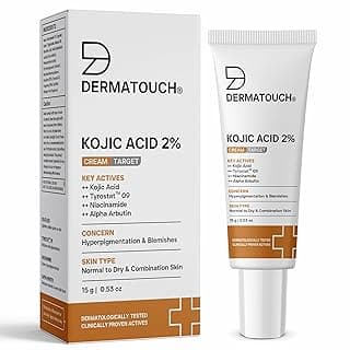 DERMATOUCH Kojic Acid 2% Brightening Cream with Niacinamide & Tyrostat | For Pigmentation, Blemishes, Dark Spots & Hyperpigmentation | Non-Greasy | Dermatologist Tested | 15g