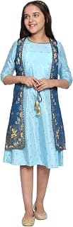 Aurelia Blue Straight Dress-Gilet Girls Set