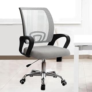 Casa Copenhagen Mesh Mid Back Office/Study/Computer/Revolving/Desk Chair for Work from Home -Metal Base, Height Adjustable Seat - Oak Grey & Black Handle