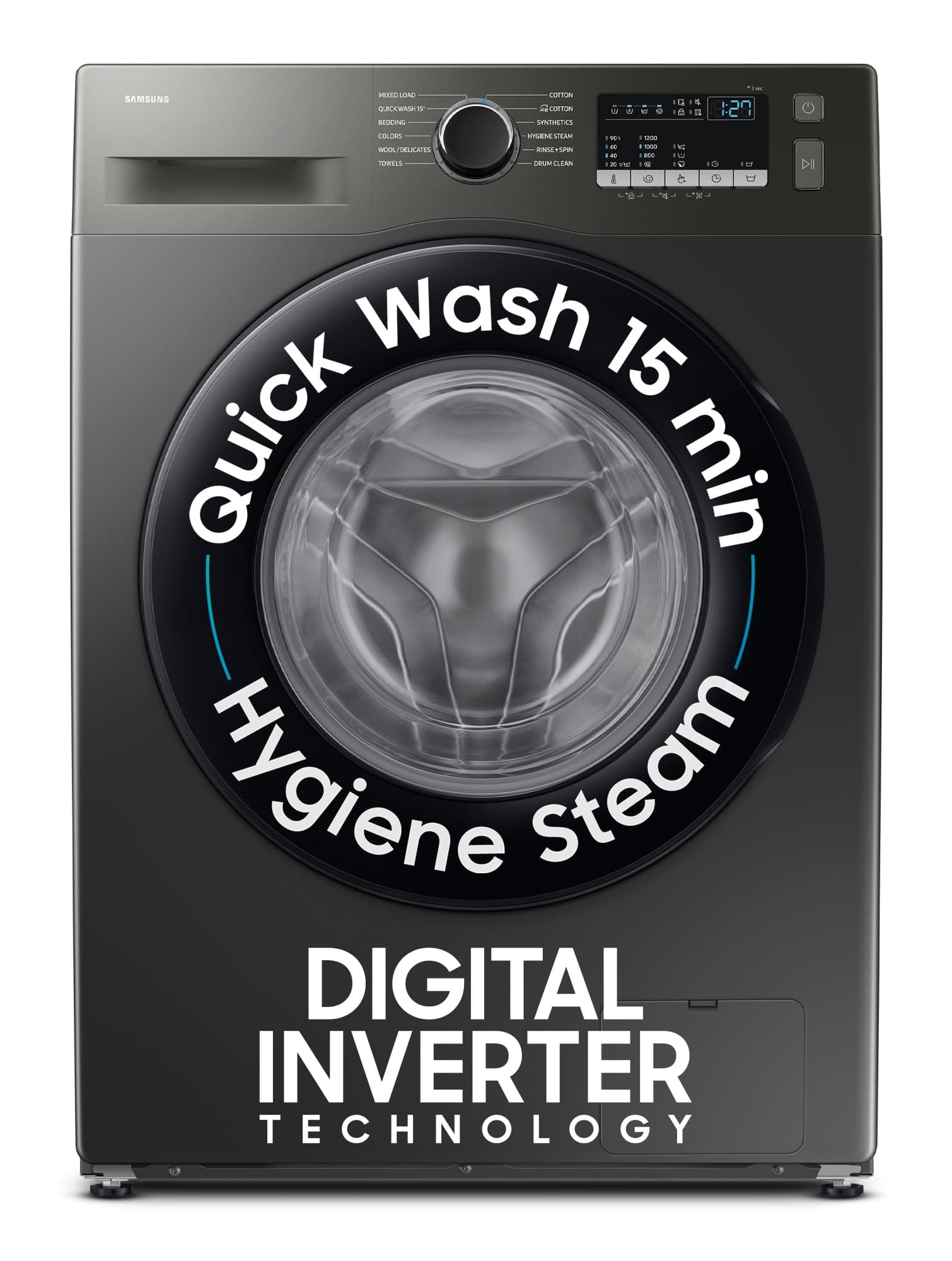 Samsung 7 kg, 5 Star, Hygiene Steam, Quick Wash, Digital Inverter Motor, Fully-Automatic Front Load Washing Machine (WW70FG4S02AXTL, Inox)