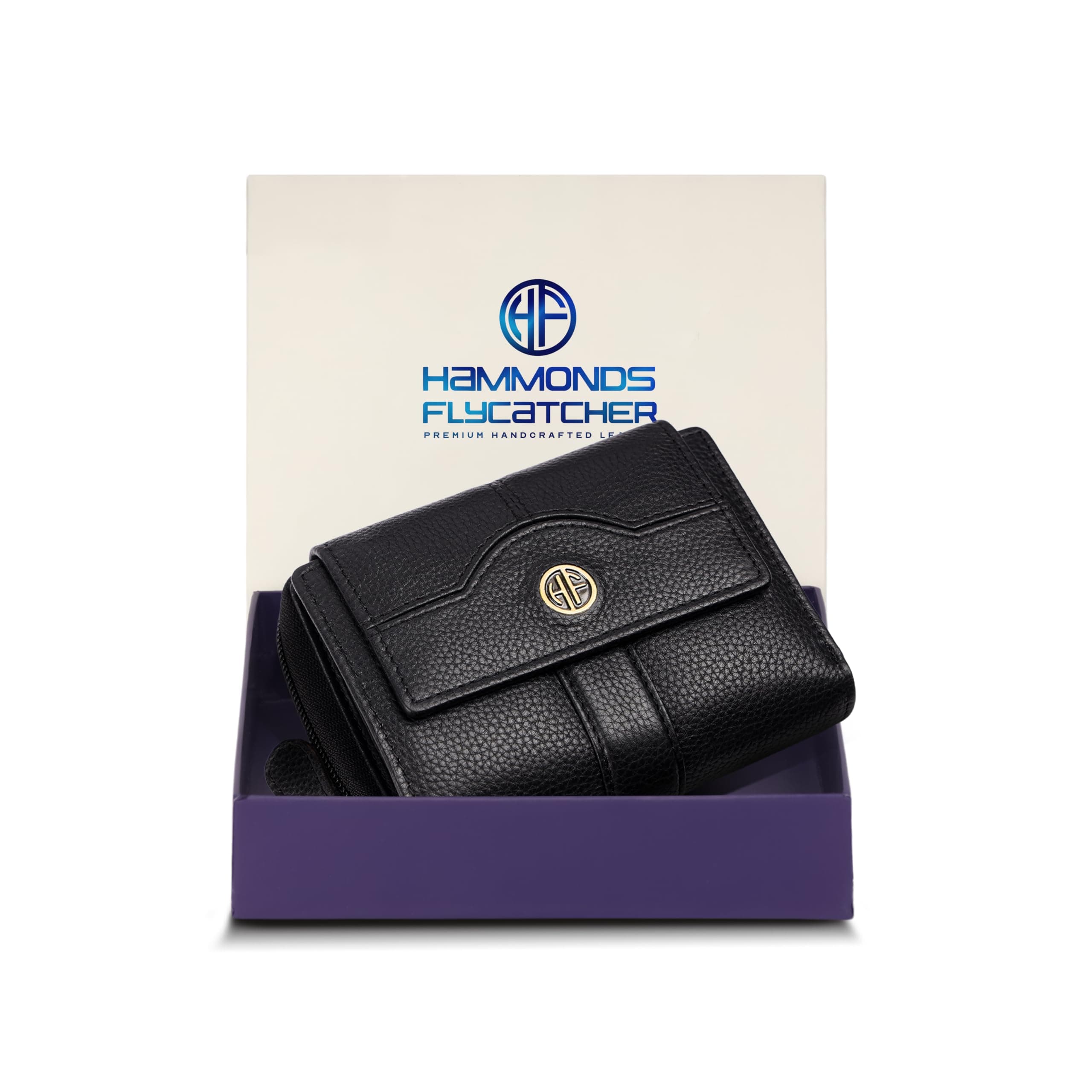 HAMMONDS FLYCATCHER Leather Ladies Wallet for Woman with 14 Card Slots - Clutch Purse for Women, Ladies Wallet for Women Stylish, Ladies Purse for Women Wallet, Gift for Womens - Black