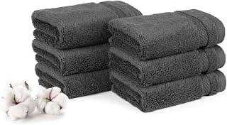 MYTRIDENT Finesse 6 Piece Face Towels, 625 GSM, 100% Cotton, Charcoal