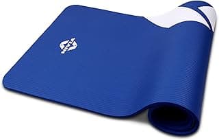 Nivia Flow Yoga Mat for Men/Women, 10mm Yoga Mat With Extra Thickness, Soft rubber cushioning, NBR Yoga mat with Carry Strap for Stretching, Pilates and home workouts, Anti-slip dual texture (Blue)