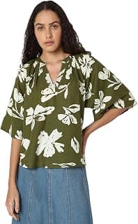 VERO MODA Women's Cotton Floral Regular Fit T-Shirt