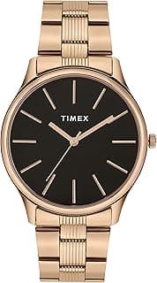 TIMEX TIMEX Analog Watch for man with Black Round Dial & Rose Gold Stainless Steel Bracelet Band Water Resistant Men's Wrist Watches - TWTG73SMU04