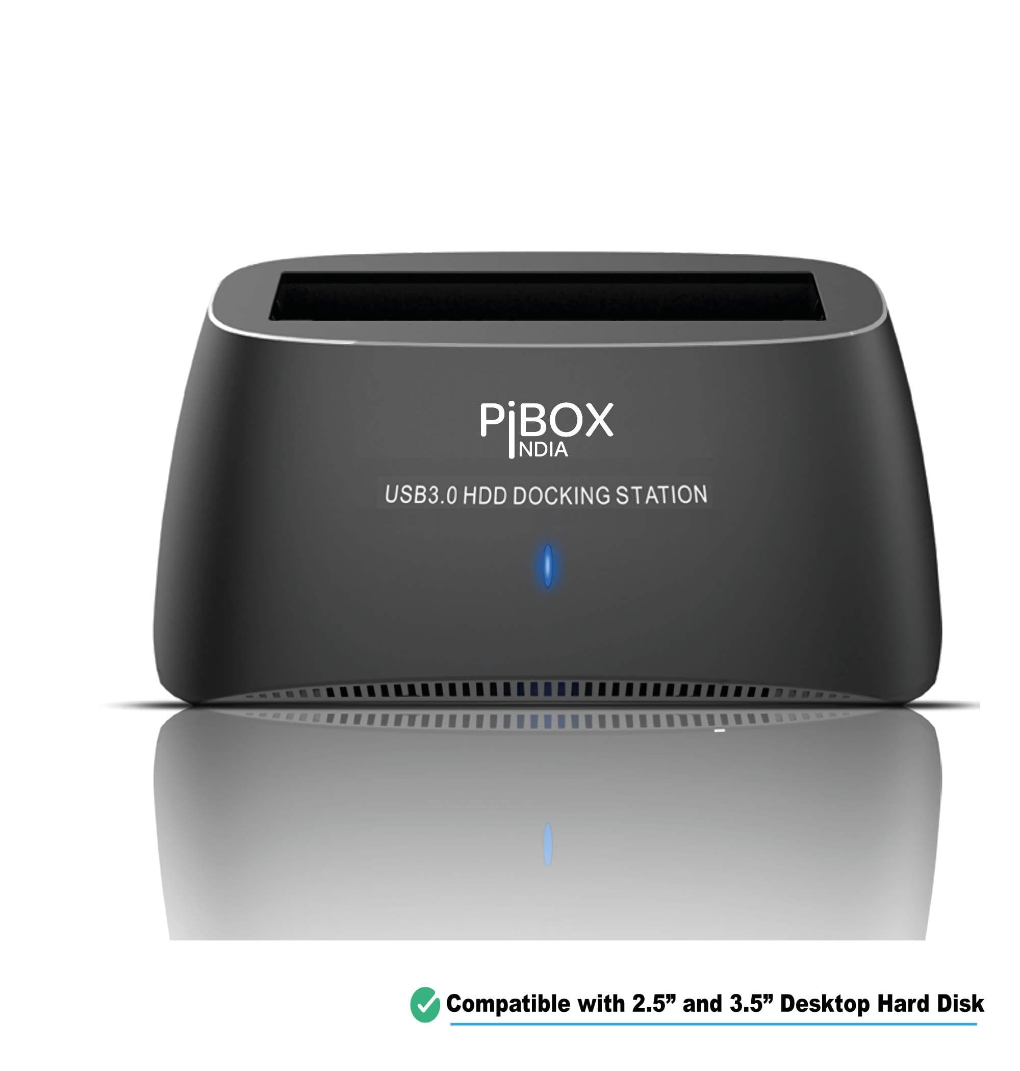 PiBOX India, USB 3.0 Hard Drive Docking Station (USB to SATA Docking Station) with 16TB+ Drive Support for 2.5 Inch & 3.5 Inch HDD SSD- Supports SATA II, III and UASP with ASM225CM- Top-Loading Design
