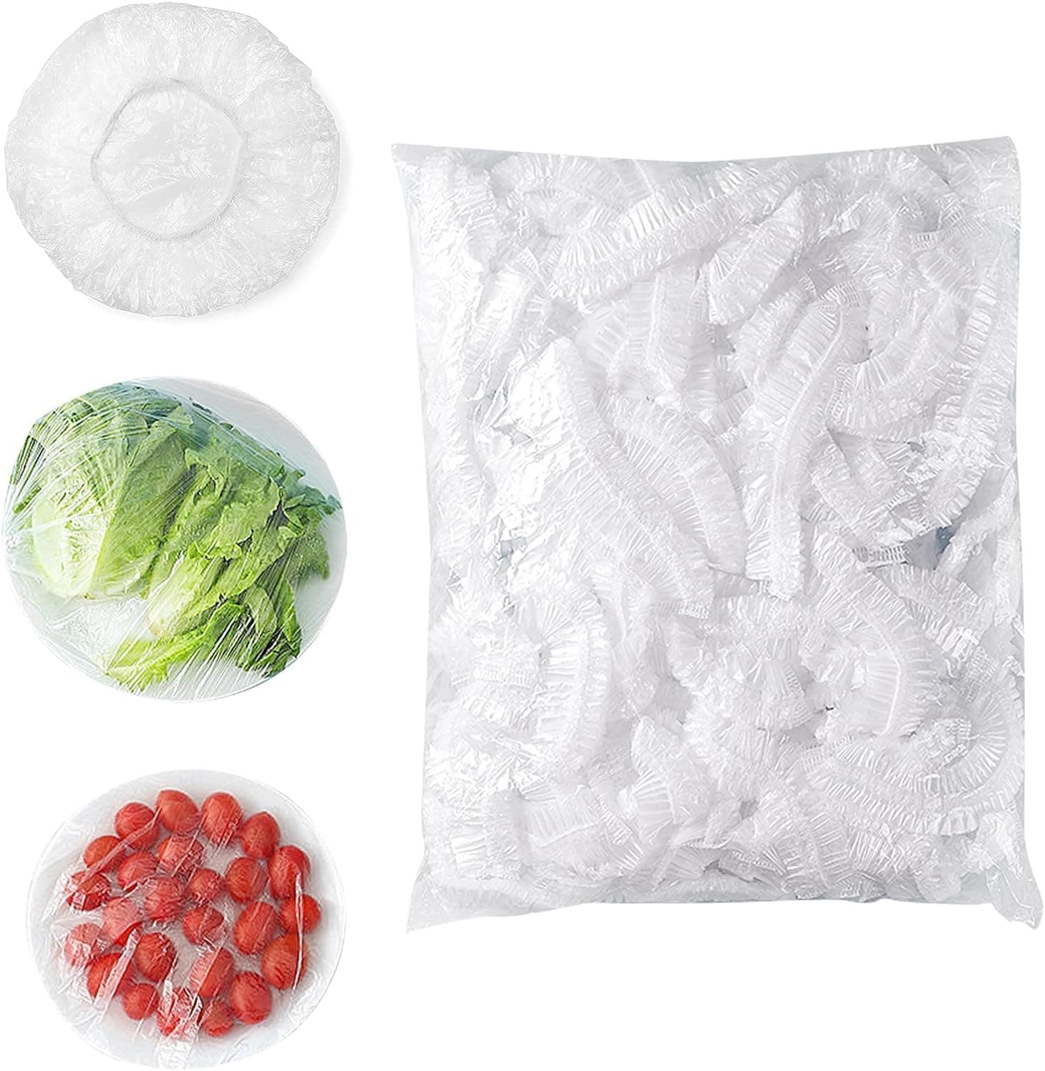 HOOPOES 400 pcs Fresh Keeping Bags Canning Lids, Reusable Elastic Food Storage Covers, Plastic Sealing Elastic Stretch Adjustable Bowl Lids, Universal Kitchen Wrap Seal Bags for Cover Food (400)