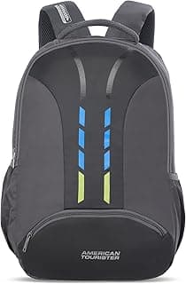 American Tourister Martt+ 01 | 28L Backpack | 17" Laptop Bag | 3.5 Compartments | Office & College Backpack for Men and Women | Rain Cover Included | Grey | 1 Year Global Warranty
