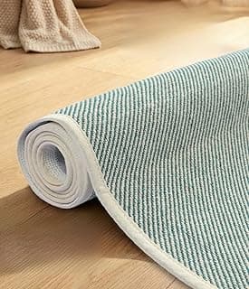 Saral Home Cotton Solid Rectangular Anti Skid Runner | Washable, Durable Yoga Mat for Kids, Men and Women | Exercising/Gym Yoga Mat (Green, 60x180 CM)