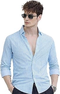 U TURN Men's Casual Printed Striped Stylish Latest Formal Shirt for Men Plus Size Shirt for Men
