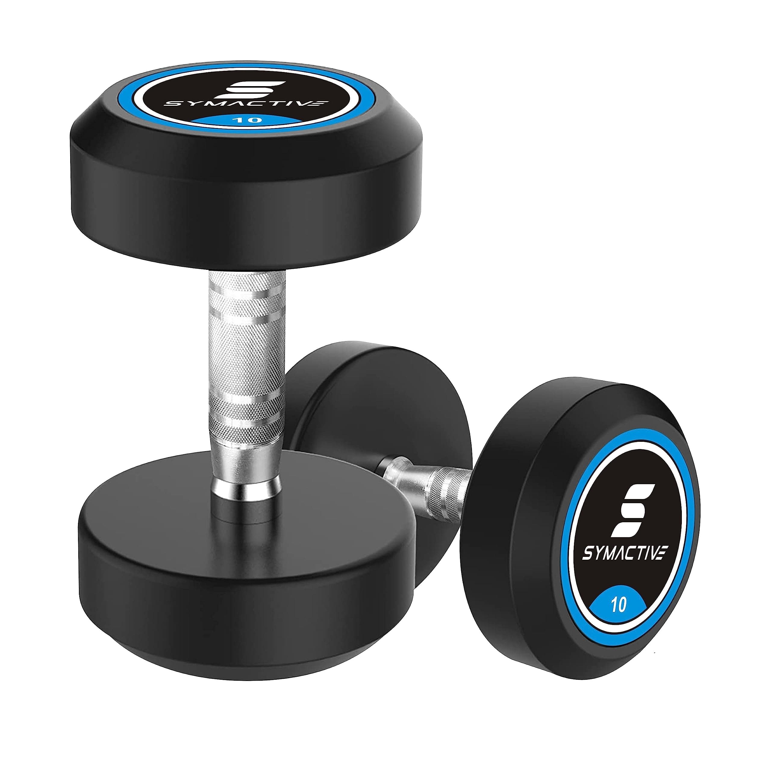 Amazon Brand - Symactive Rubber Coated 20 Kg Bouncer Dumbbells Set for Full Body Workout (Set of 2, 10Kg), Multicolor