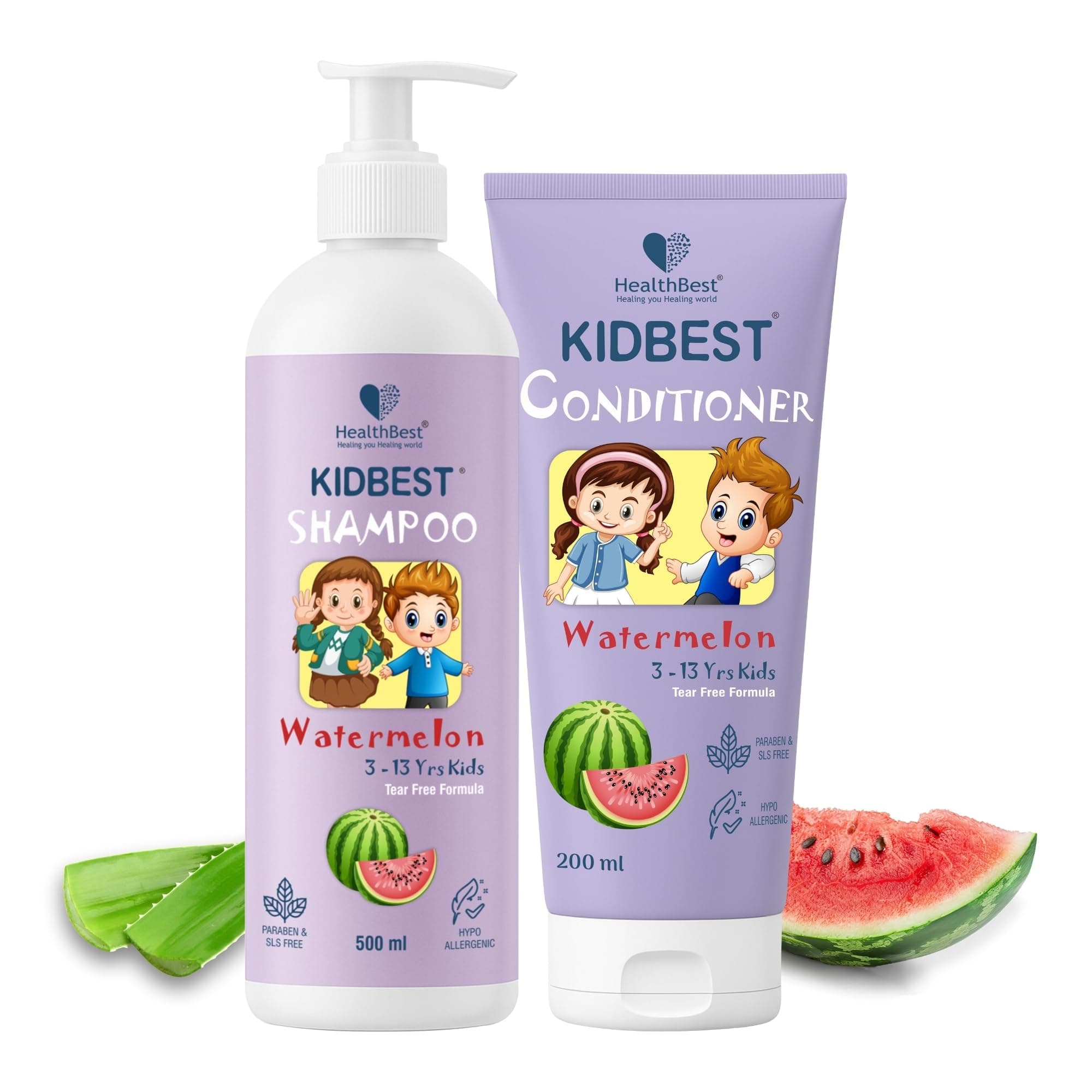 HealthBest Kids Hair Shampoo (500ml) & Kids Conditioner (200ml) | Combo Set