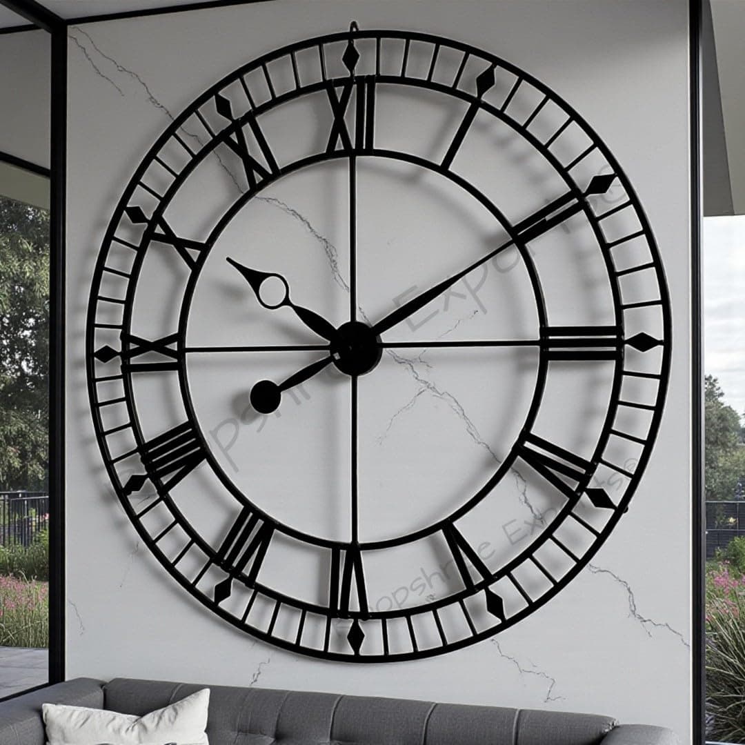 Vintage Clock Handicraft Iron Decorative Art Ware/Handcrafted Decorative Black Colour Wall Art Clock/VC-9053-42INCH