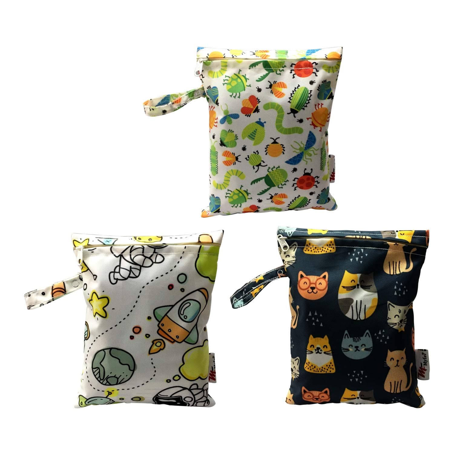 MY FAV Waterproof Wet Bag | Washable & Reusable Storage Pouch | Wet & Dry Organizer for Travel; Beach; Pool; Stroller; Diapers; Dirty Gym Clothes; Wet Swimsuits & Toiletries-Pack of 3