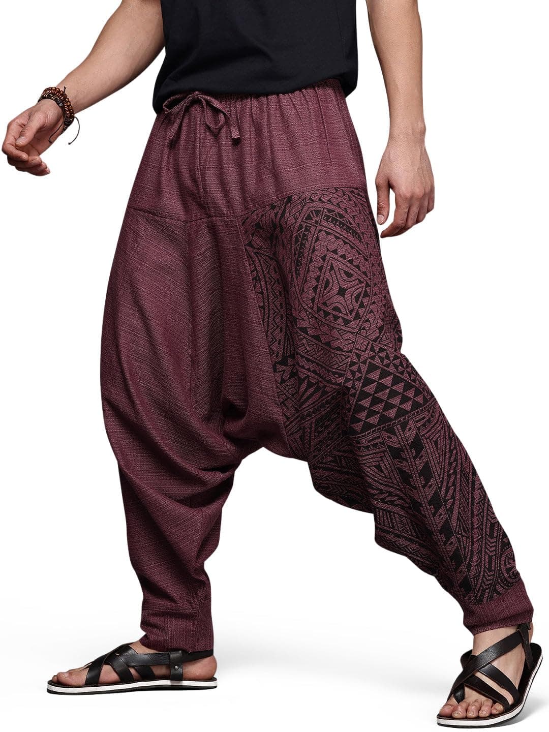 The Veshti Company Men's Harem Pants with Pocket for Dance, Boho Hippie Cotton Oversized Tribal Asian Style Outfit for Men