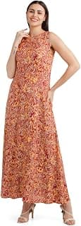 Zink London Women's Multi-Colored Printed A-Line Maxi Dress