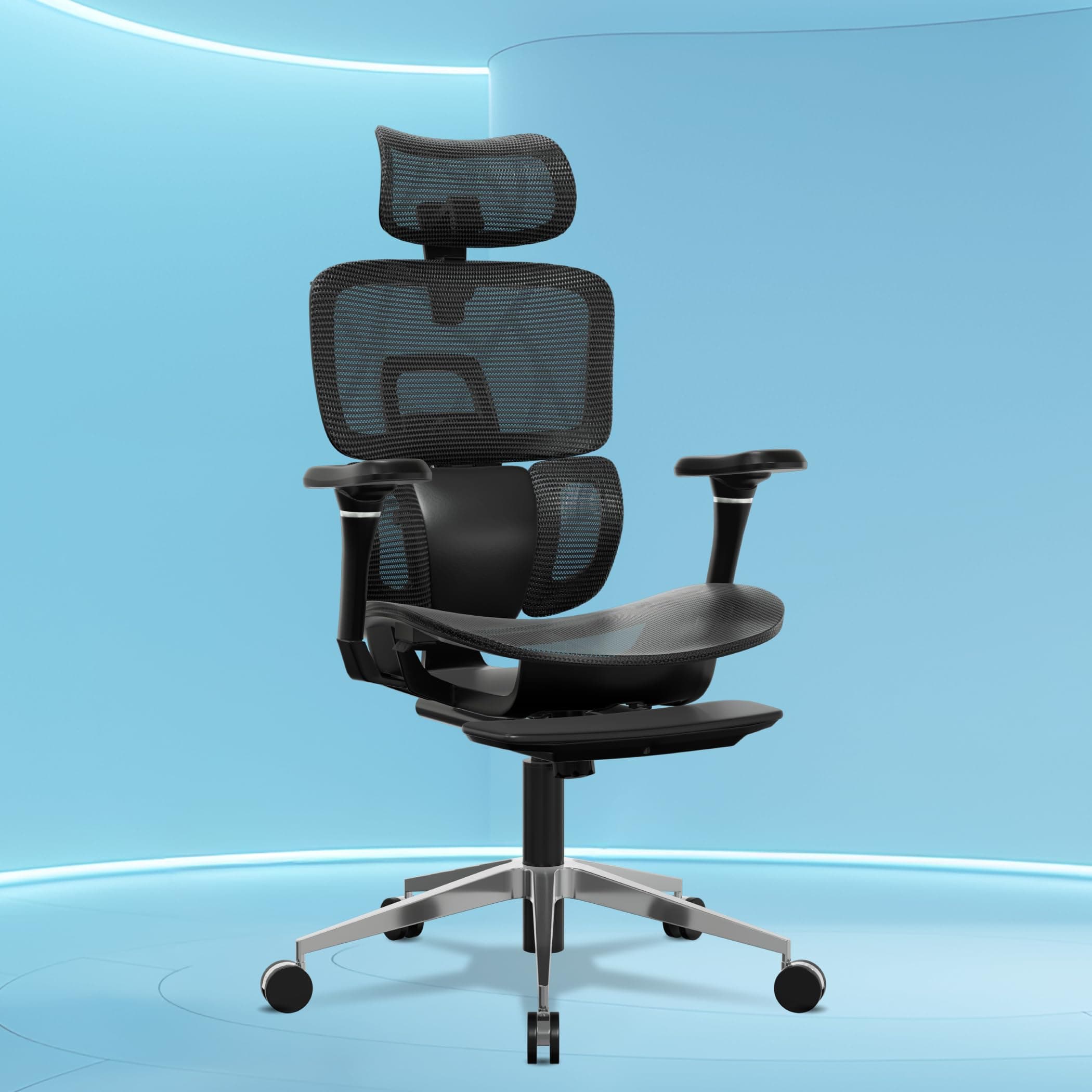 The Sleep Company Ultron Premium Ergonomic Office Chair | Ultra Spine Protection | Extendable Footrest | Smart Flexi Backrest | 7D Adjustable armrests and 3D headrest | Free Installation | Black