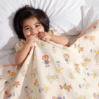 haus & kinder Muslin Blanket for New Born Baby, Soft Breathable Baby Blankets Newborn, Baby Blanket for 0-2 Years, Cozy Baby Blanket, New Born Baby Essentials | Jungle Party