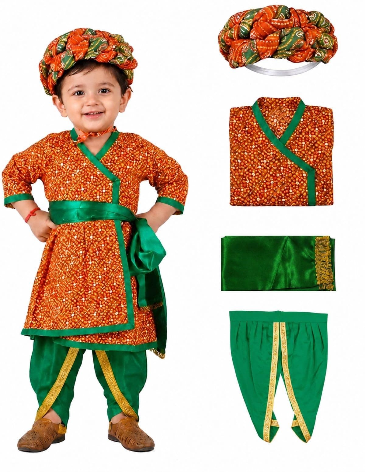 BookMyCostume Rajasthani Indian State Fancy Dress Costume for Boys and Men | With Pagdi 5-6 years
