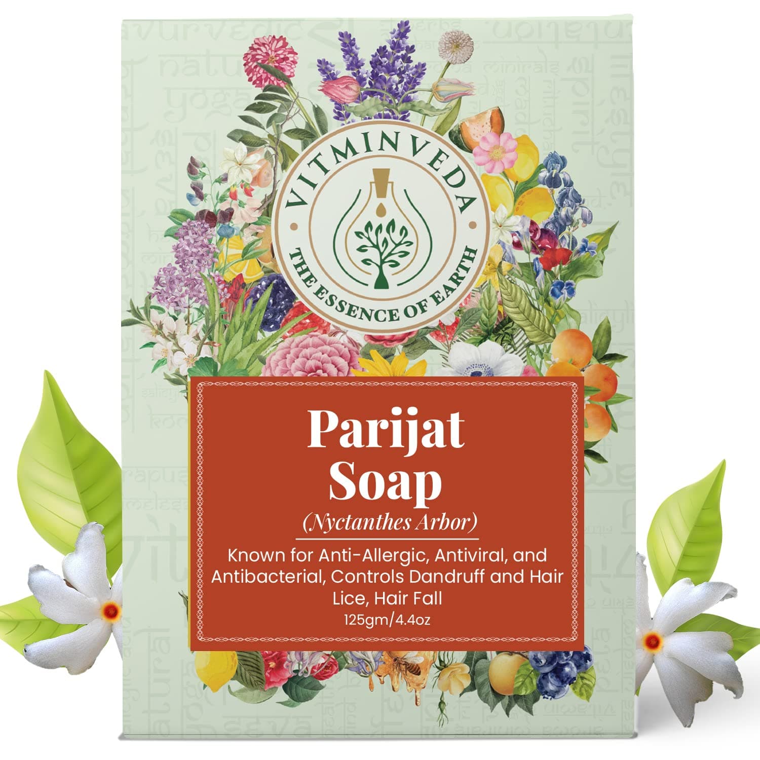 VITMINVEDA Cold Pressed Ayurvedic Soap 125gm (Pack of 1) Parijat Premium Natural Bath Soap Organic Chemical Free Handmade