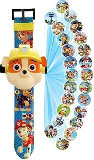 Wembley Paw Patrol Digital Projector Watch for Kids| Digital Watch with Time, Date & Month| Silicone Strap with Unbreakable Case| Durable Educational Activity Toy- Rubble