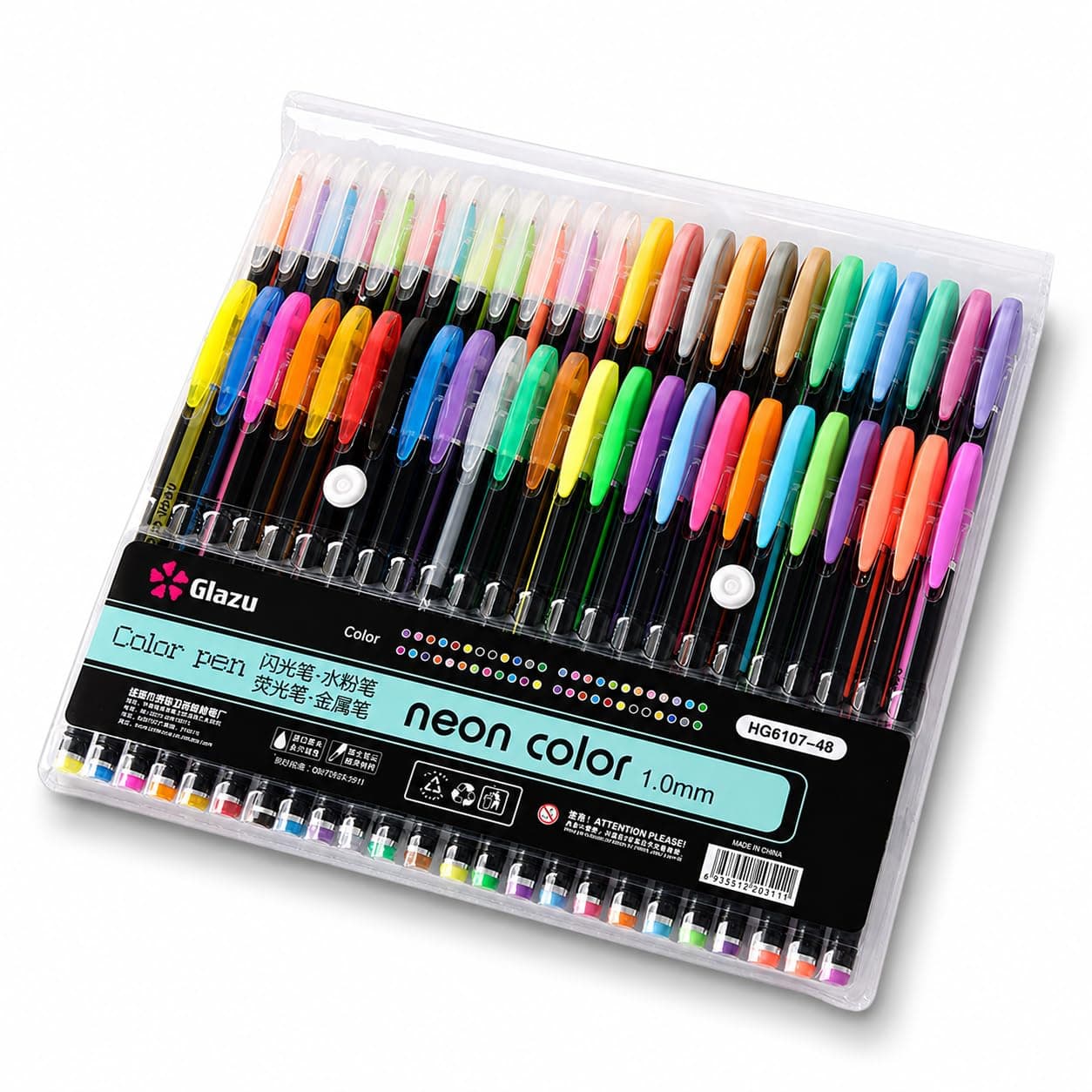 Corslet Neon Gel Pens Set of 48, consisting Fluorescent, Metallic, Glitter, and Pastel colour pens For DIY Art & Crafts (Sketching, Drawing & Painting Purpose)