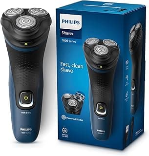 Philips Electric Shaver for Men | ComfortCut Blades | Wet and Dry Shave | 3D Flex Heads | 27 Self Sharpening Blades | Cordless | Waterproof | One Toch Open | 2 Year Warranty | S1151/03,Blue