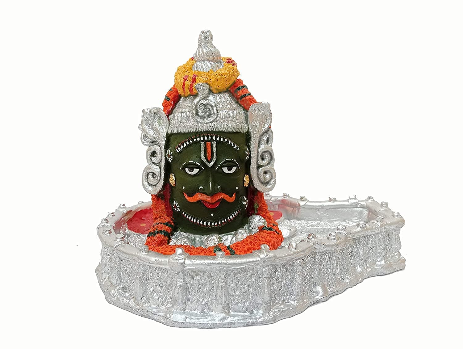 A&S Ventures Ujjain Mahakaleshwar Jyotirlinga Lord Shiva Idol Mahakal Bholenath Statue Shivji Murti Baba Mahakalshwar Shiv Ji Mahadev Ji Statue - 12 cm (Polyresin, Silver)