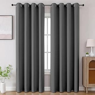 Cortina 80-90% Blackout Solid Door Curtains 7 Feet Set of 2 - Thermal Insulated | Curtain for Living Room | Drapes for Bedroom | (7 Feet, Grey)