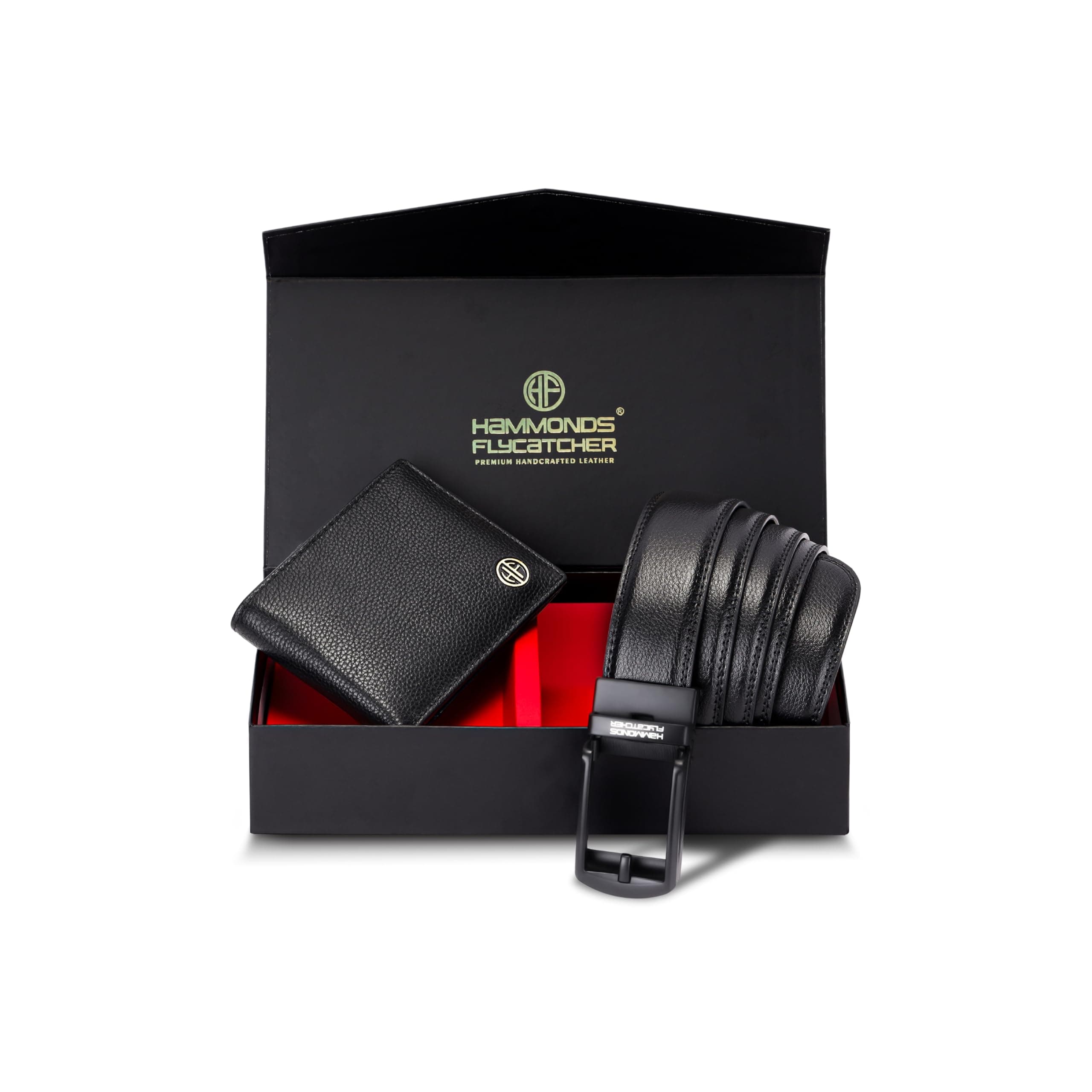 HAMMONDS FLYCATCHER Gift for Men Combo - Genuine Leather Wallet and Belt Combo Box - Leather Belt- Birthday Special & Unique Gift Ideas for Husband, Boyfriend, Teachers, Father - Blux Black