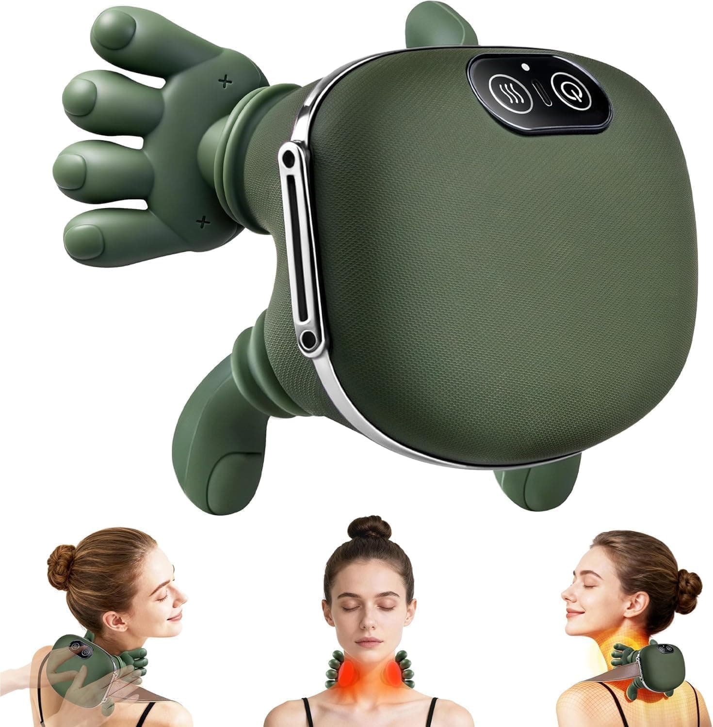 KIMEE Bionic Heated Neck Massager, Wireless Shiatsu Neck & Shoulder Back Massager, Electric 4D Deep Tissue Kneading with Heat, Cordless Portable for Pain Relief & Muscle Relax, Home & Office