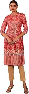 Aurelia Women's Viscose Regular Fit Bitter Sweet Shantung Floral Printed Straight Kurta