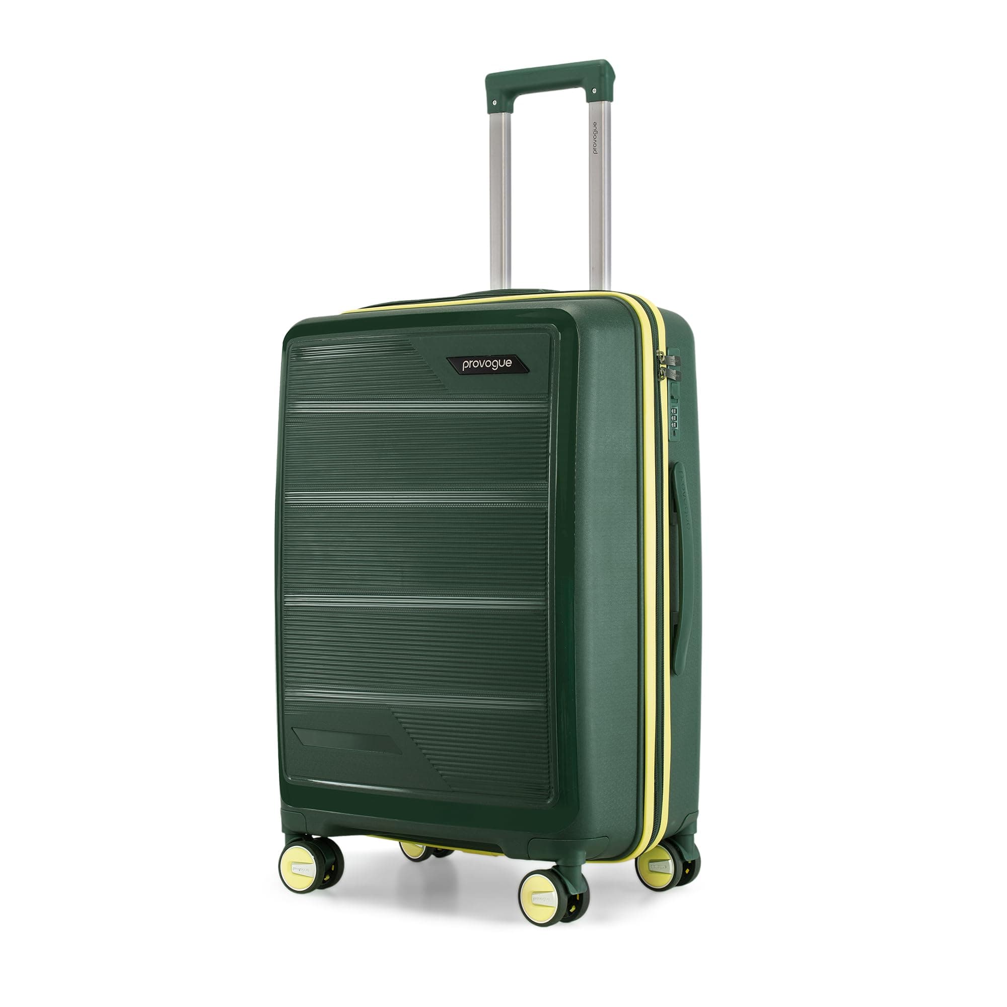 Provogue Spectrum Hard-Sided PP 65 Cm Trolley Bags for Travel Medium Size | Expandable Luggage Suitcase with 8 Wheels | Combination Lock | 5 Year Warranty (Midnight Fern Green)