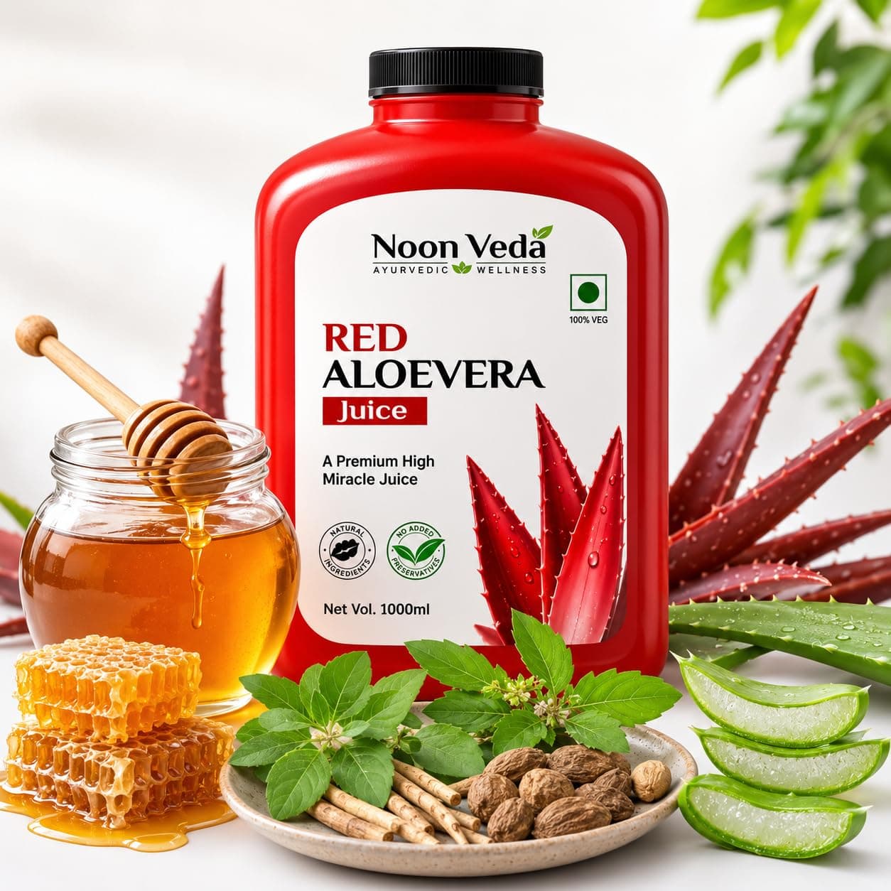 Riyasthya Red Aloe Vera Juice Immunity Booster Natural Organic 1000 ml