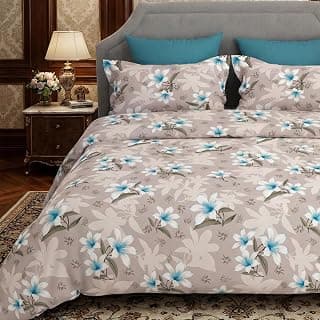 Bombay Dyeing King Size Cotton Bedsheet Set 164 TC | 100% Pure Cotton with 2 Pillow Covers | 274x274cm | Soft Breathable Durable | Epigram 7879 (Brown, King)
