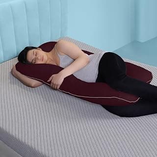 The Sleep Company Pregnancy Pillow | U Shape Maternity Pillow for Sleeping | 100% Cotton | Removable Cover | Back Pain Relief & Belly Support | Gifts for Women | Multi Purpose | Maroon