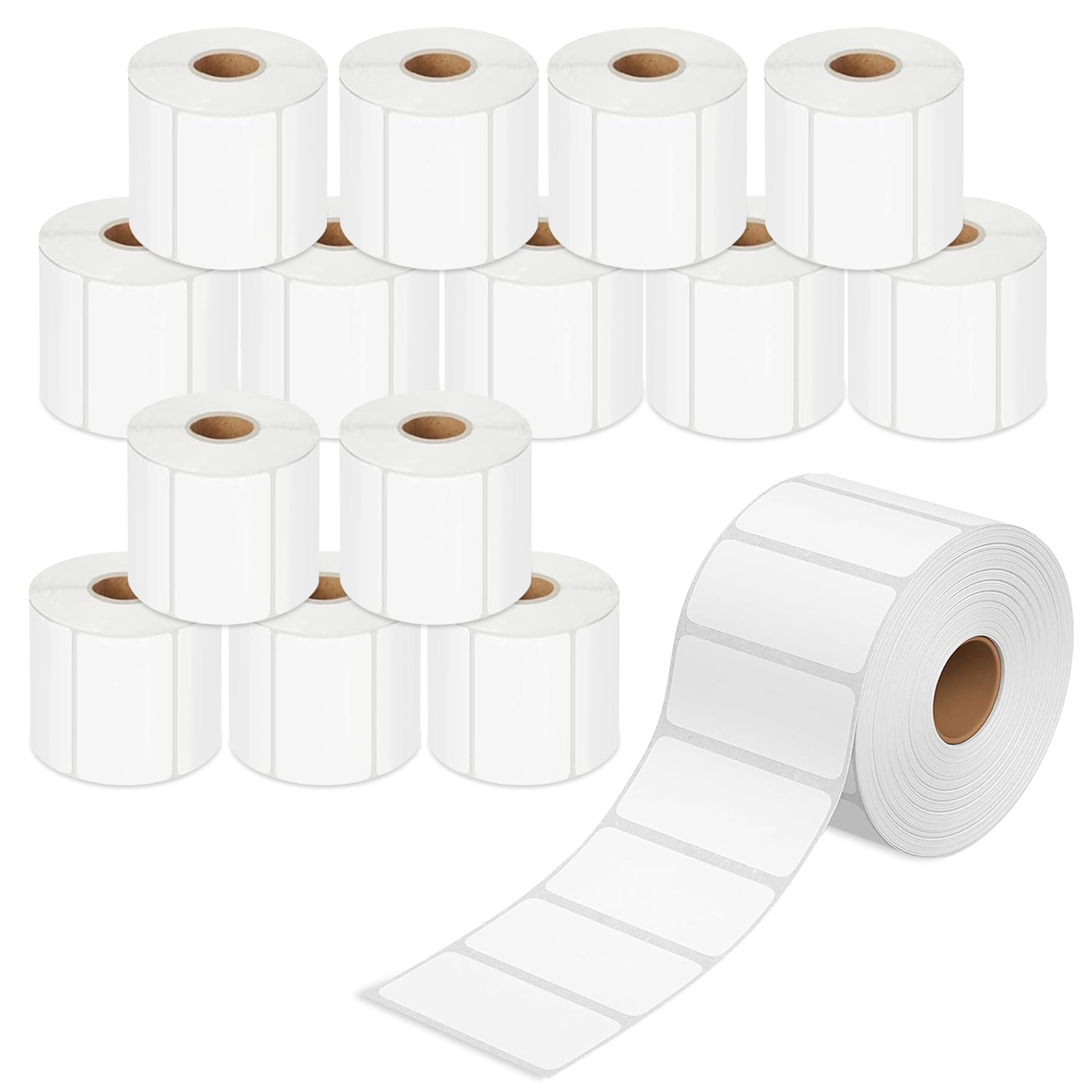 GLUN® Direct Thermal Barcode Label Sticker Size 50mm x 25mm, 15000 Labels, Pack of 15 Roll, Direct Thermal White Self Adhesive Sticker for Labeling & Barcoding