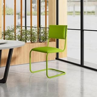 Interio by Godrej Vivid Ergonomic Leatherette Cantilever Chair for Work from Home/Multipurpose/Study, 1 Year Warranty, Heavy Duty Steel Frame, Pre-Assembled Chair (Green)