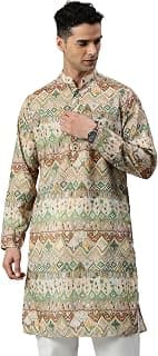 Majestic Man Men's Cotton Blend Regular Fit Casual Ethnic Motifs Abstract Printed Kurta