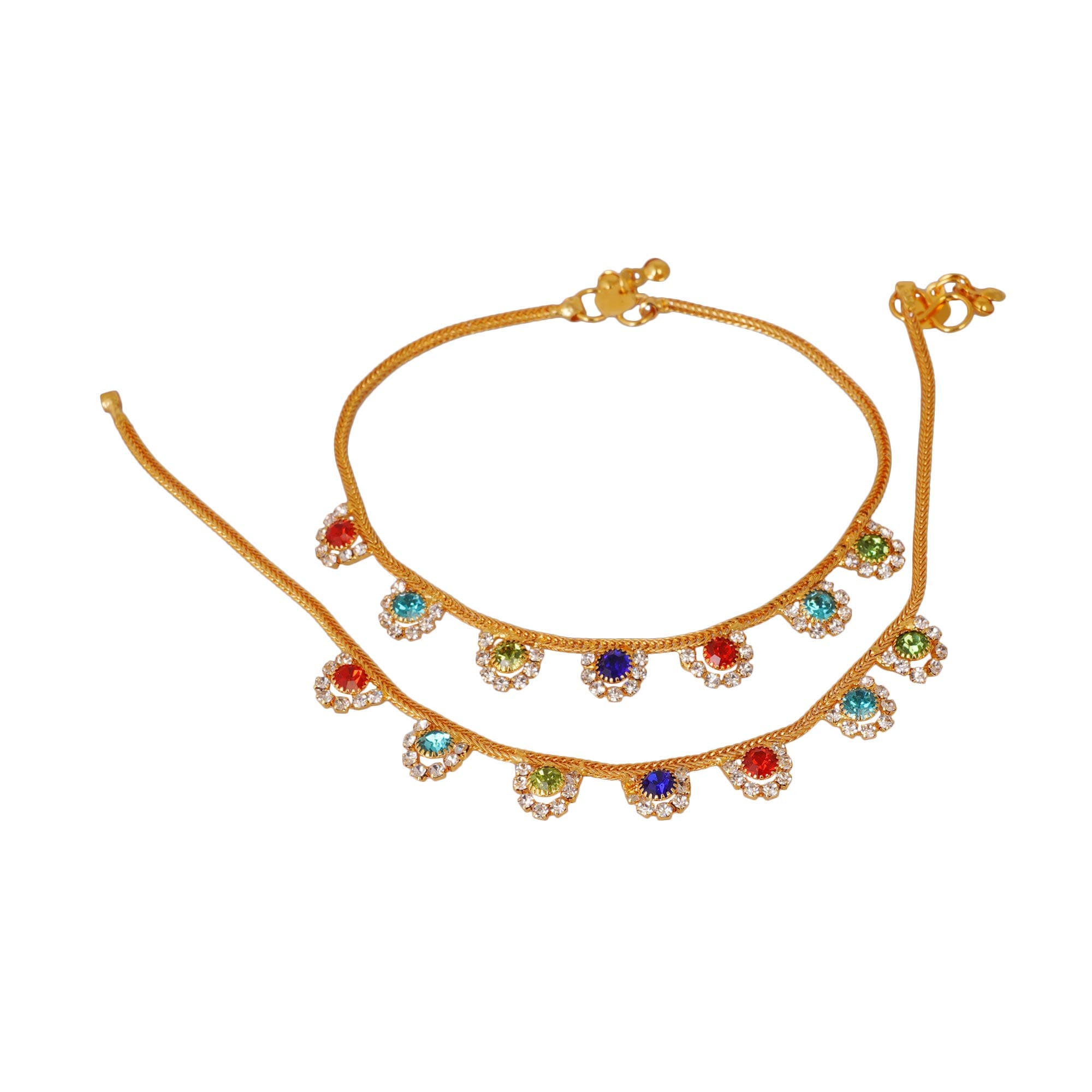 Shreyadzines CZ Stone Gold Polish anklets/pajeb/payal for Women and Girls