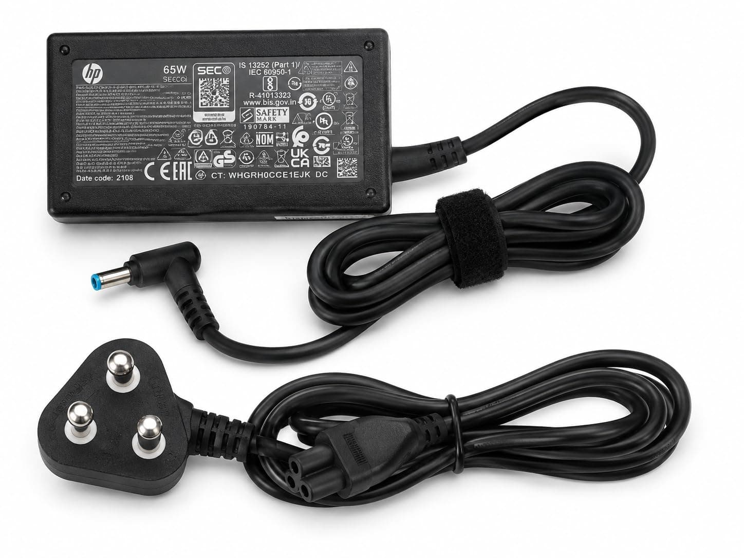 HP Original 65W Laptop Charger with Power Cable H2O | 19.5V 3.33A AC Adapter | 4.5mm Blue Pin | Compatible with HP Pavilion, EliteBook, ProBook, Envy, Spectre, Chromebook, 240, 245, 250 & 255 G Series