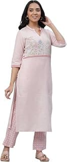 Aurelia Women's Cotton Regular Fit Casual Floral Regular Work Utility Kurta