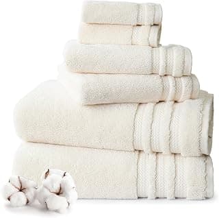 MYTRIDENT Finesse 6 Piece Towel Set (2 Pc Bath Towels, 2 Pc Hand Towels, 2 Pc Face Towels), 625 GSM, 100% Cotton, Linen