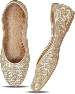 Women's Embroidered Jutti Bellies | Stylish Fancy Mojari Flats for Girls | Comfortable Slip-On Ethnic Footwear for Casual