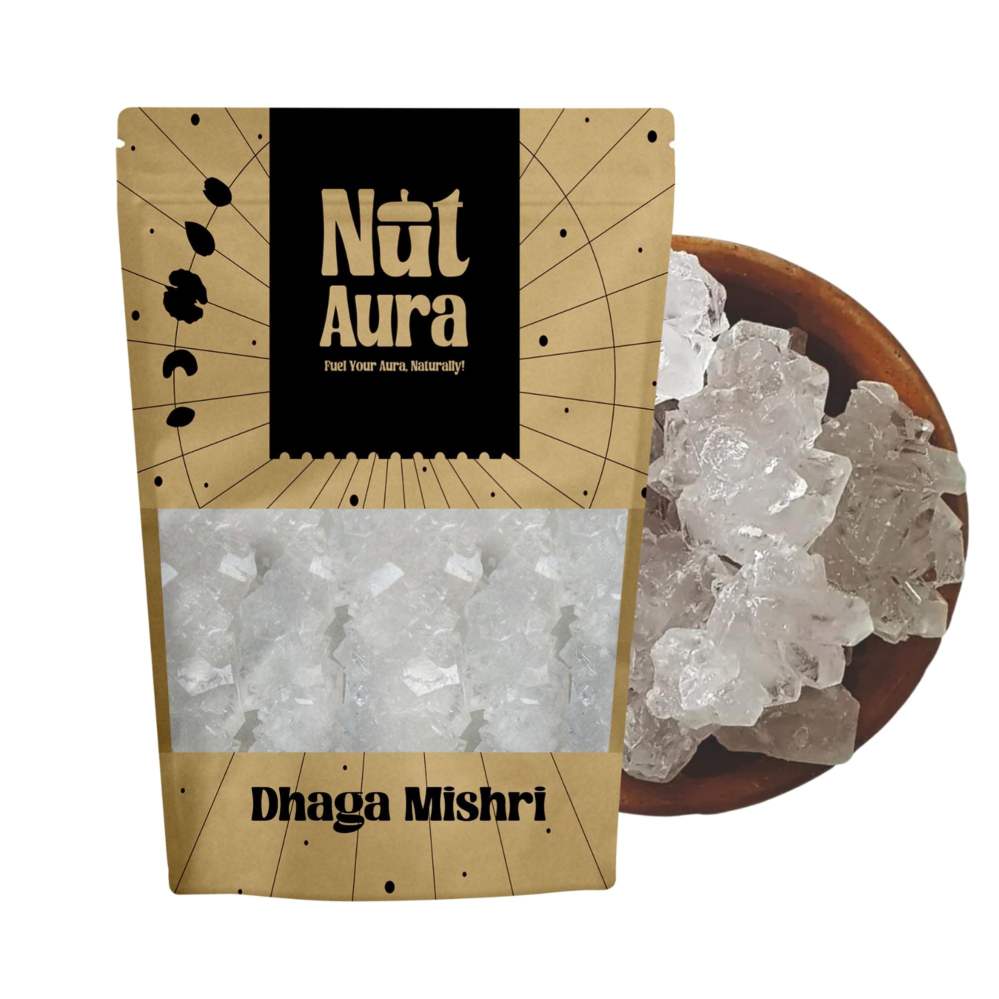 Nut Aura 800 gms Dhaga Mishri | Natural sweetener & energy booster | Unrefined rock sugar crystals | Provides natural sweetness | Ideal for prasad, ayurveda, traditional sweets