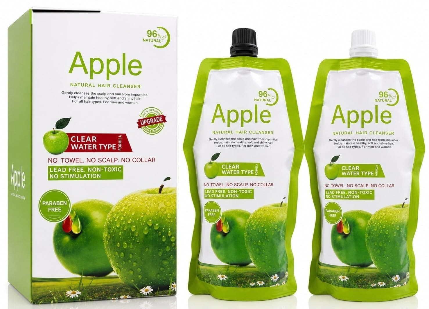 Kreelax Apple Black Hair Color shampoo – Ammonia Free, Clear Water Type, Long Lasting Natural Black Coverage for Men & Women (500mlx 2)